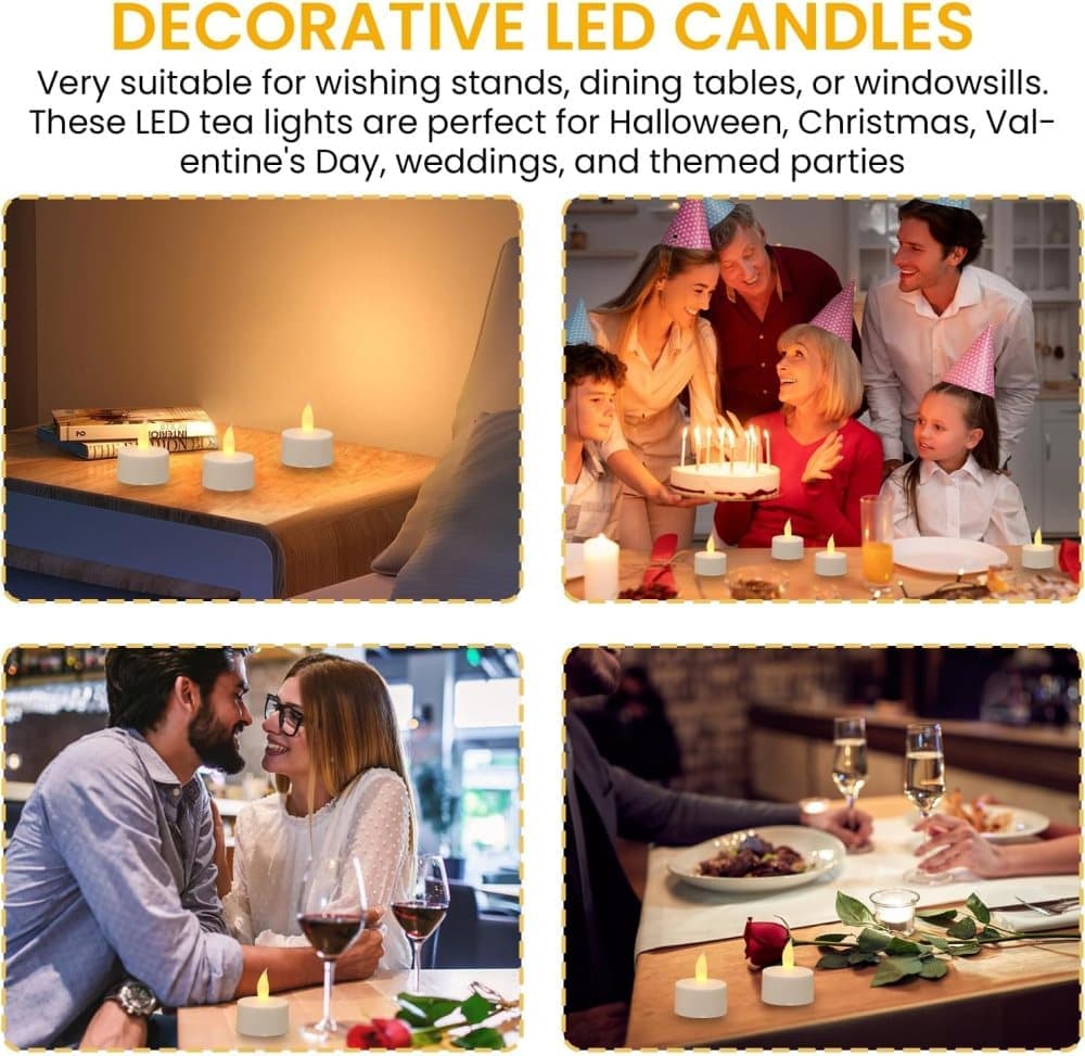 4 Rechargeable LED Heat Lights with Remote and Timer, Compatible with Oral-B and Philips, Includes Charging Station