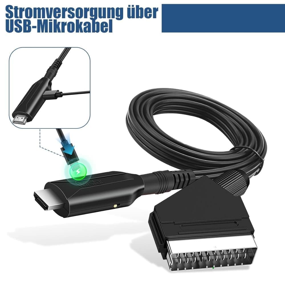 SCART to HDMI Converter 1080P, Wireless Adapter Plug & Play, Compatible with Home Theater TV Projector
