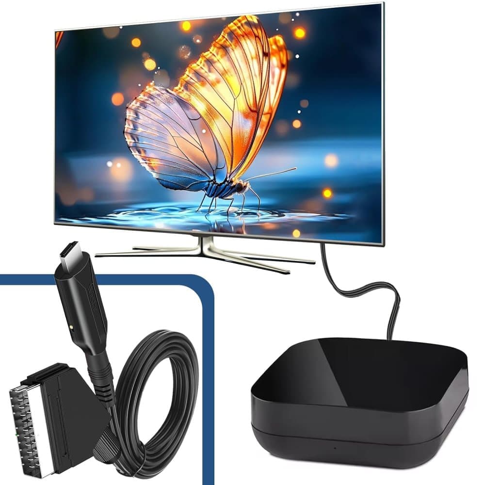 SCART to HDMI Converter 1080P, Wireless Adapter Plug & Play, Compatible with Home Theater TV Projector