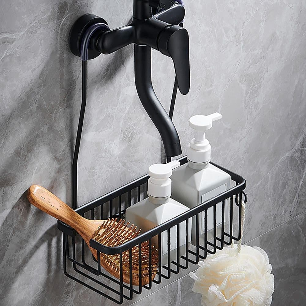 Hanging Shower Basket for Shampoo and Soap, Black, No Drill Bathroom Storage Shelf