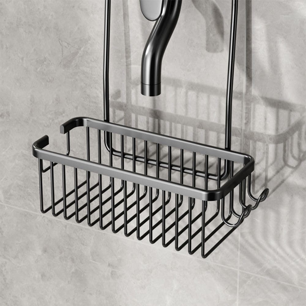 Hanging Shower Basket for Shampoo and Soap, Black, No Drill Bathroom Storage Shelf