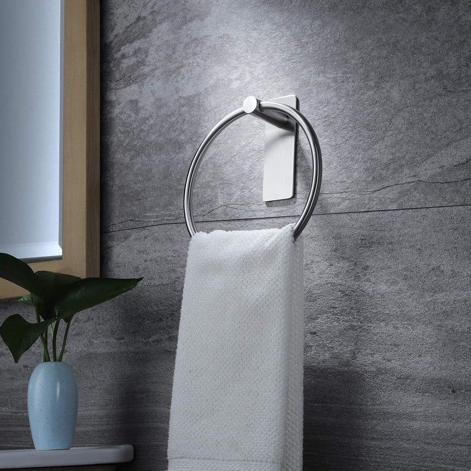 Stainless Steel Towel Rack Drill-Free Assembly Durable Modern Bathroom Organizer, Silver