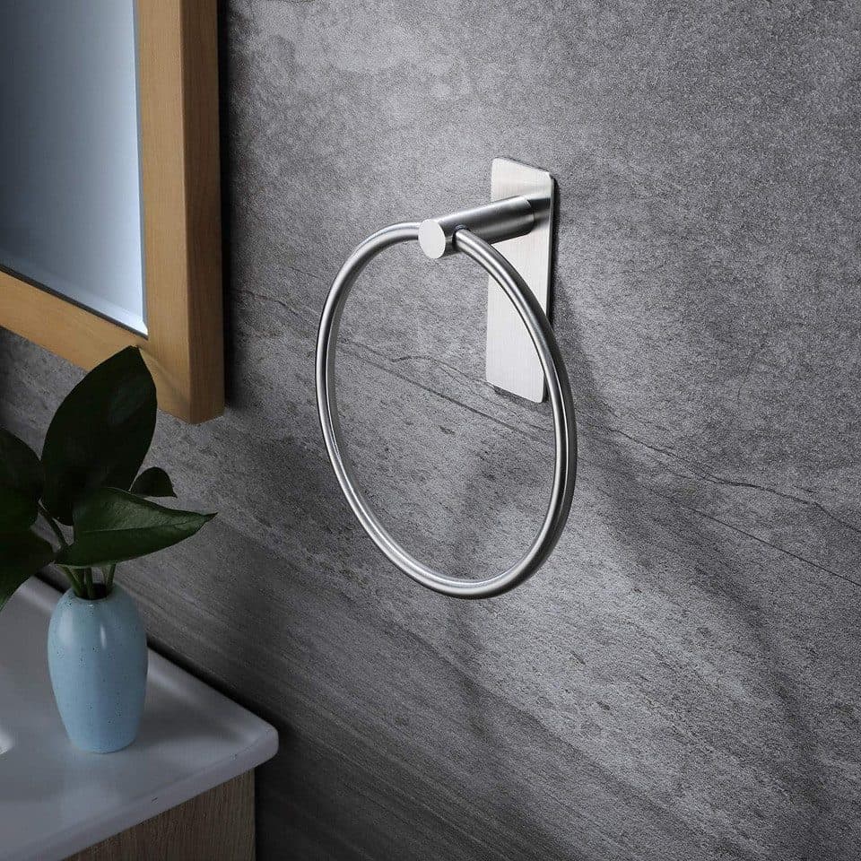 Stainless Steel Towel Rack Drill-Free Assembly Durable Modern Bathroom Organizer, Silver