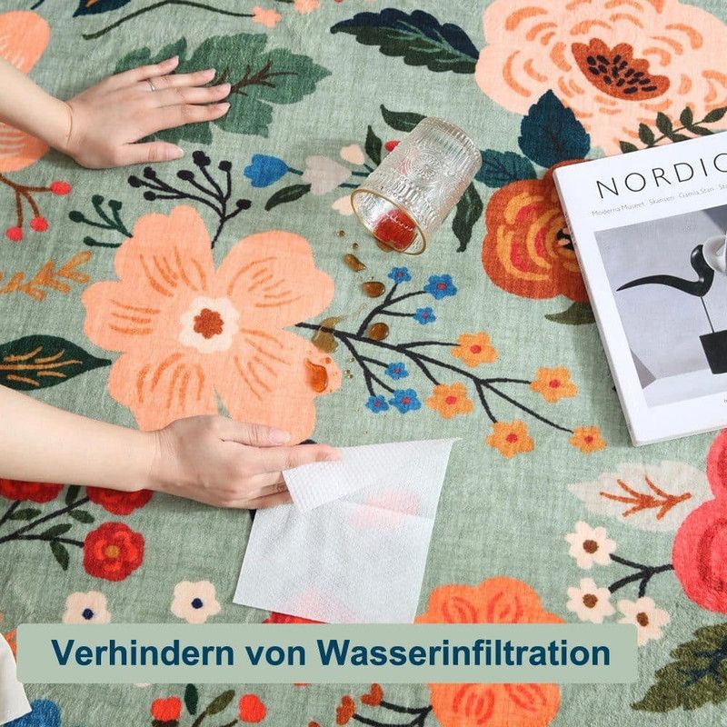 Bohemian Floral Doormat Non-slip Absorbent Dirt-Resistant Machine Washable for Bathroom Hallway and Kitchen, 60x90cm, Orange
