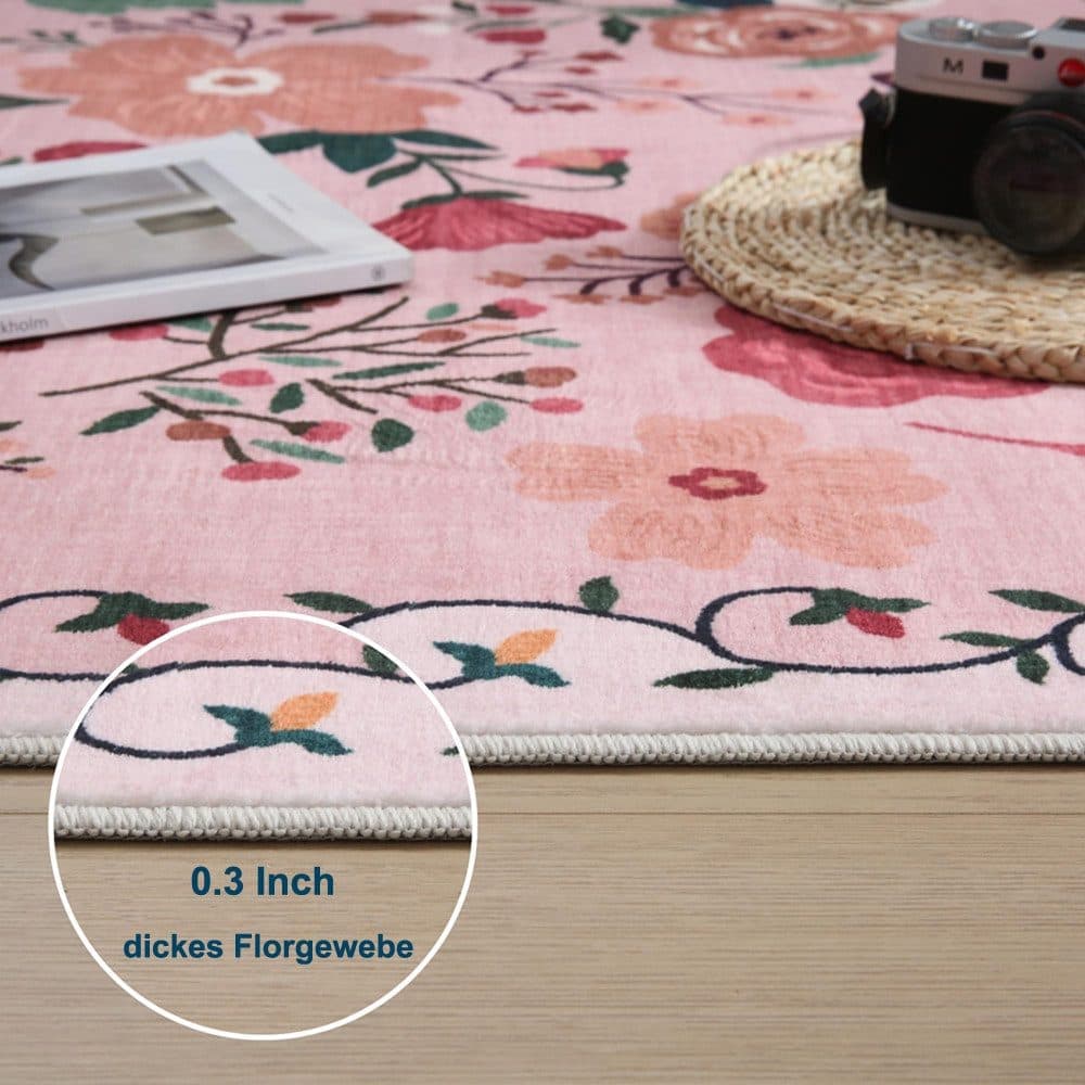Bohemian Floral Doormat Non-slip Absorbent Dirt-Resistant Machine Washable, 18x30 inches