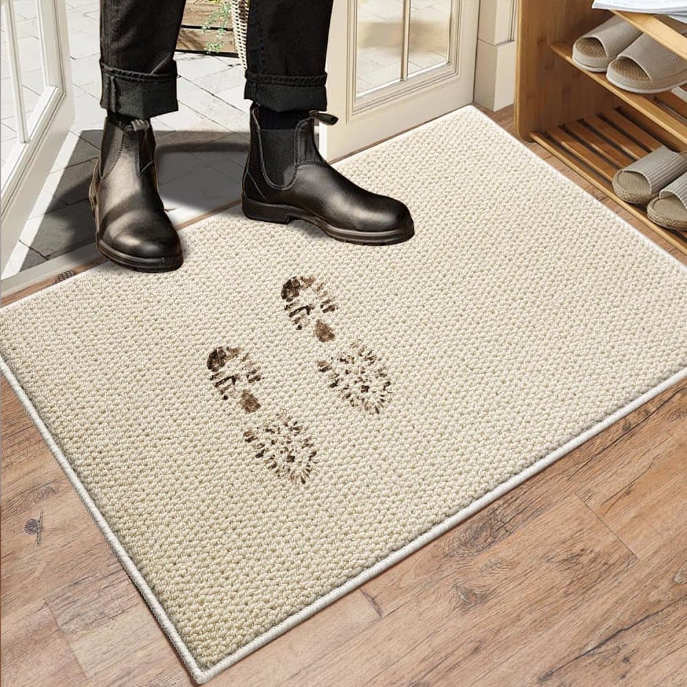 Non-Slip Jute Doormat for Indoor and Outdoor Use Dust-Resistant Quick-Absorbing Welcome Mat, 60x90cm