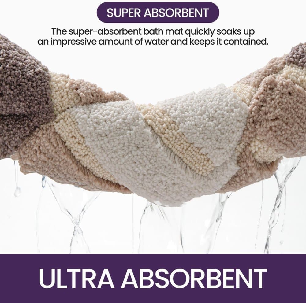 Non-slip bath mat extra soft water-absorbent machine washable, 40x60 cm, beige