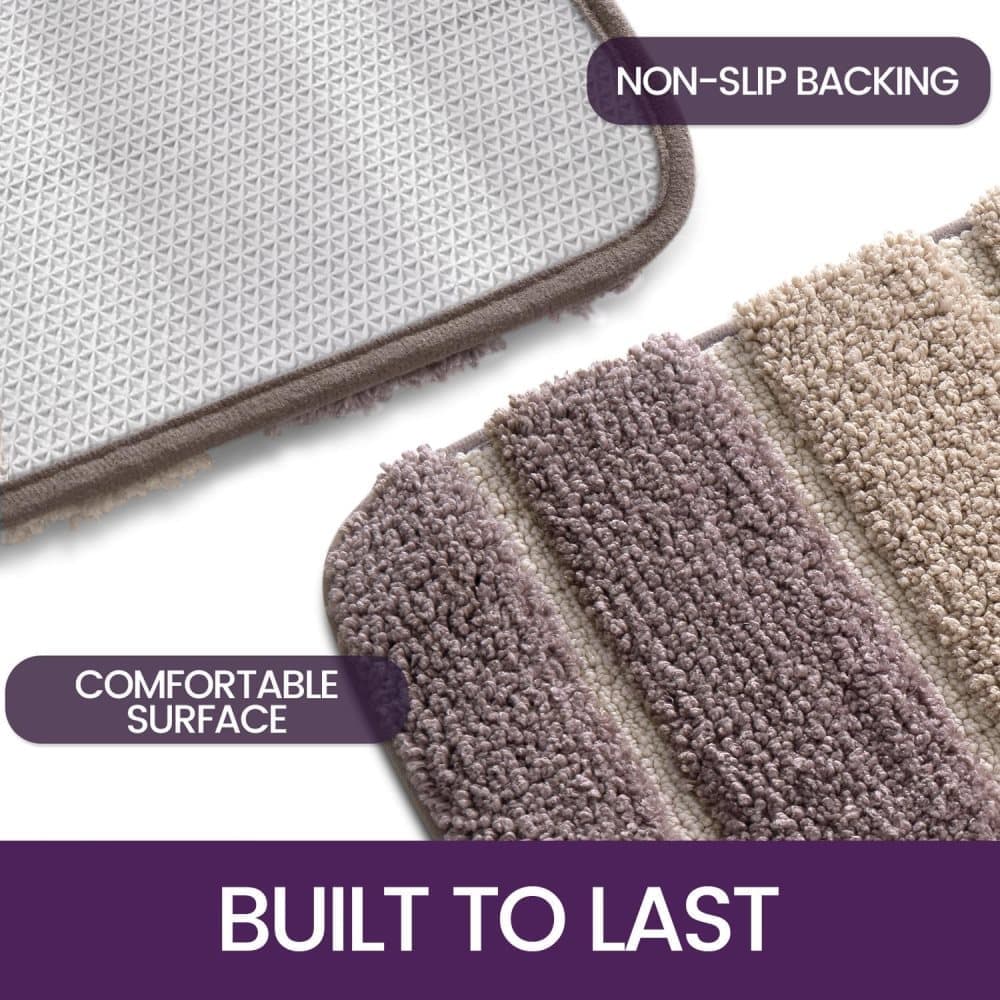 Non-slip bath mat extra soft water-absorbent machine washable, 40x60 cm, beige