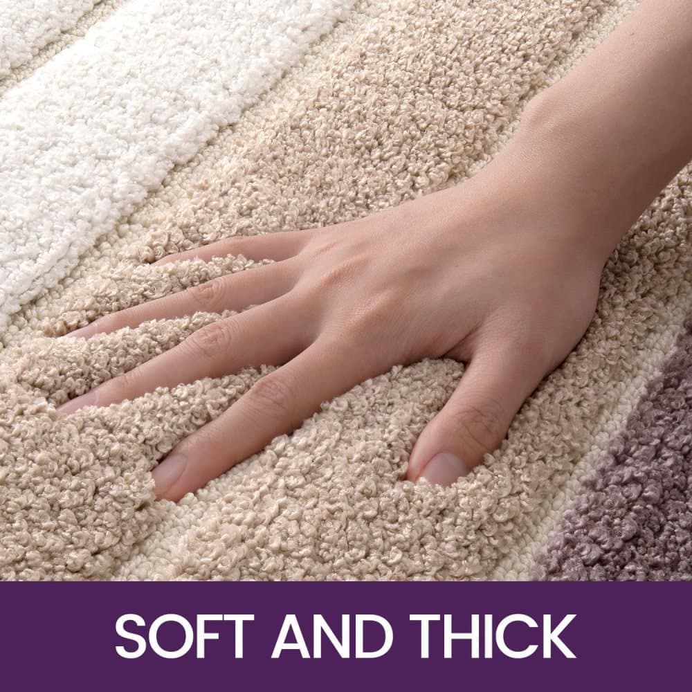 Non-slip bath mat extra soft water-absorbent machine washable, 40x60 cm, beige