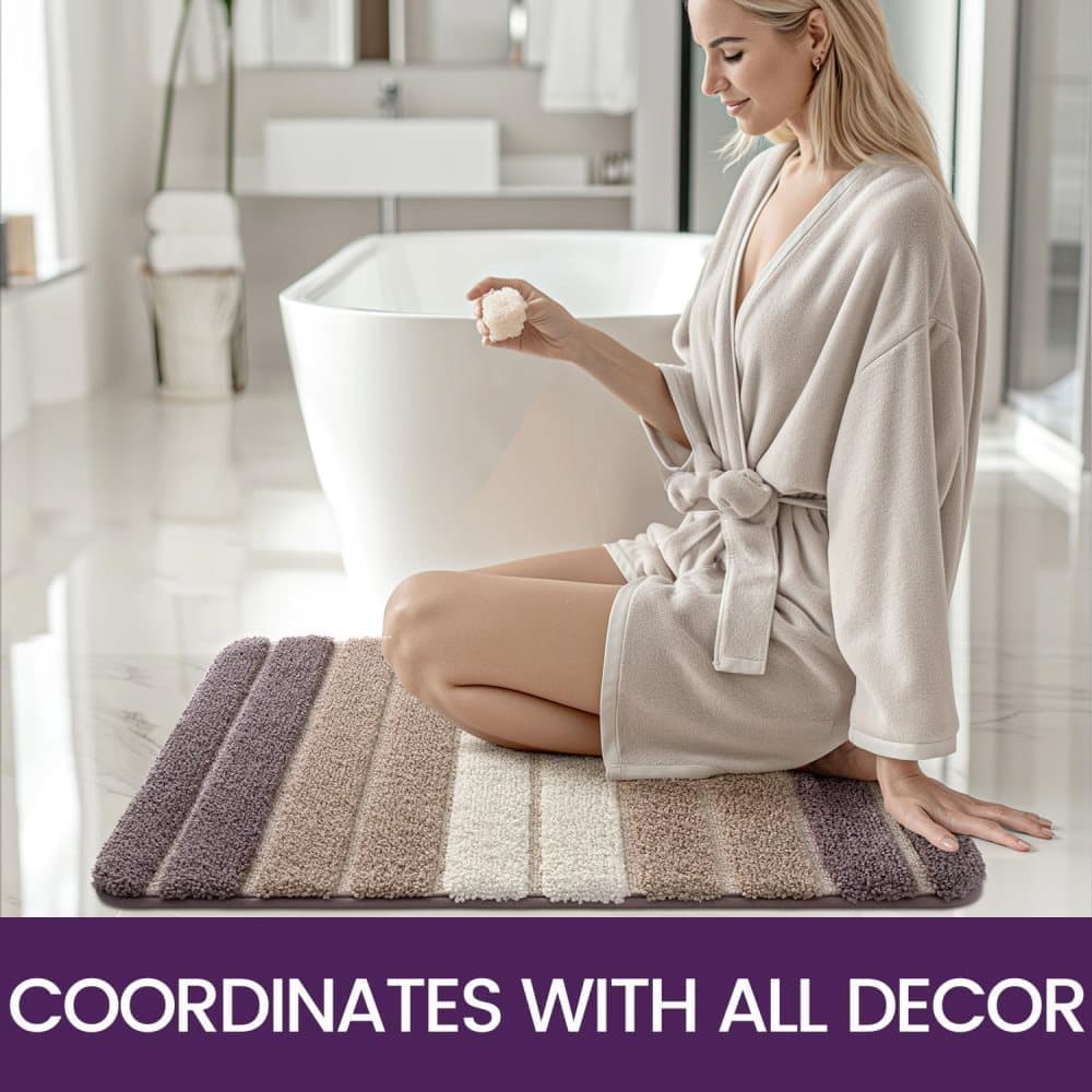 Non-slip bath mat extra soft water-absorbent machine washable, 40x60 cm, beige