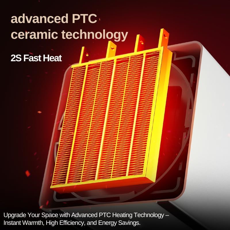 Portable Mini Space Heater, 500W PTC Ceramic Fast Heating Desktop Heater with Overheat & Tip-Over Protection, 180° Wide Angle Quiet Personal Heater for Office, Home, Bedroom - Black
