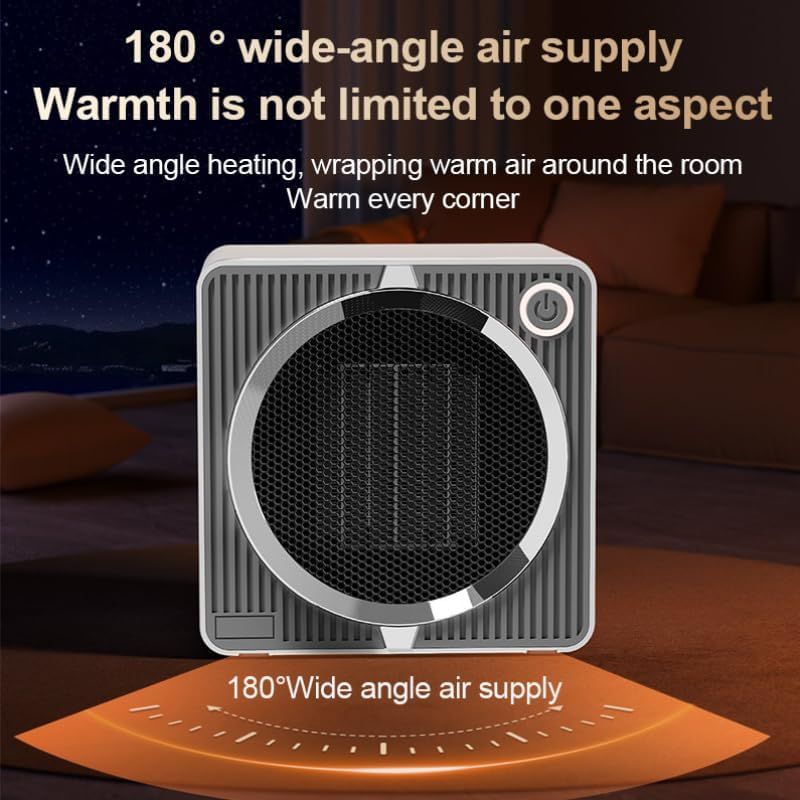 Portable Mini Space Heater, 500W PTC Ceramic Fast Heating Desktop Heater with Overheat & Tip-Over Protection, 180° Wide Angle Quiet Personal Heater for Office, Home, Bedroom - Black