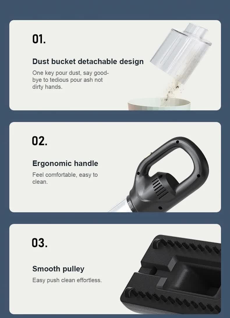 Cordless Handheld Vacuum Cleaner, 120W 10KPa Suction, 2000mAh Rechargeable Portable Cleaner, Black