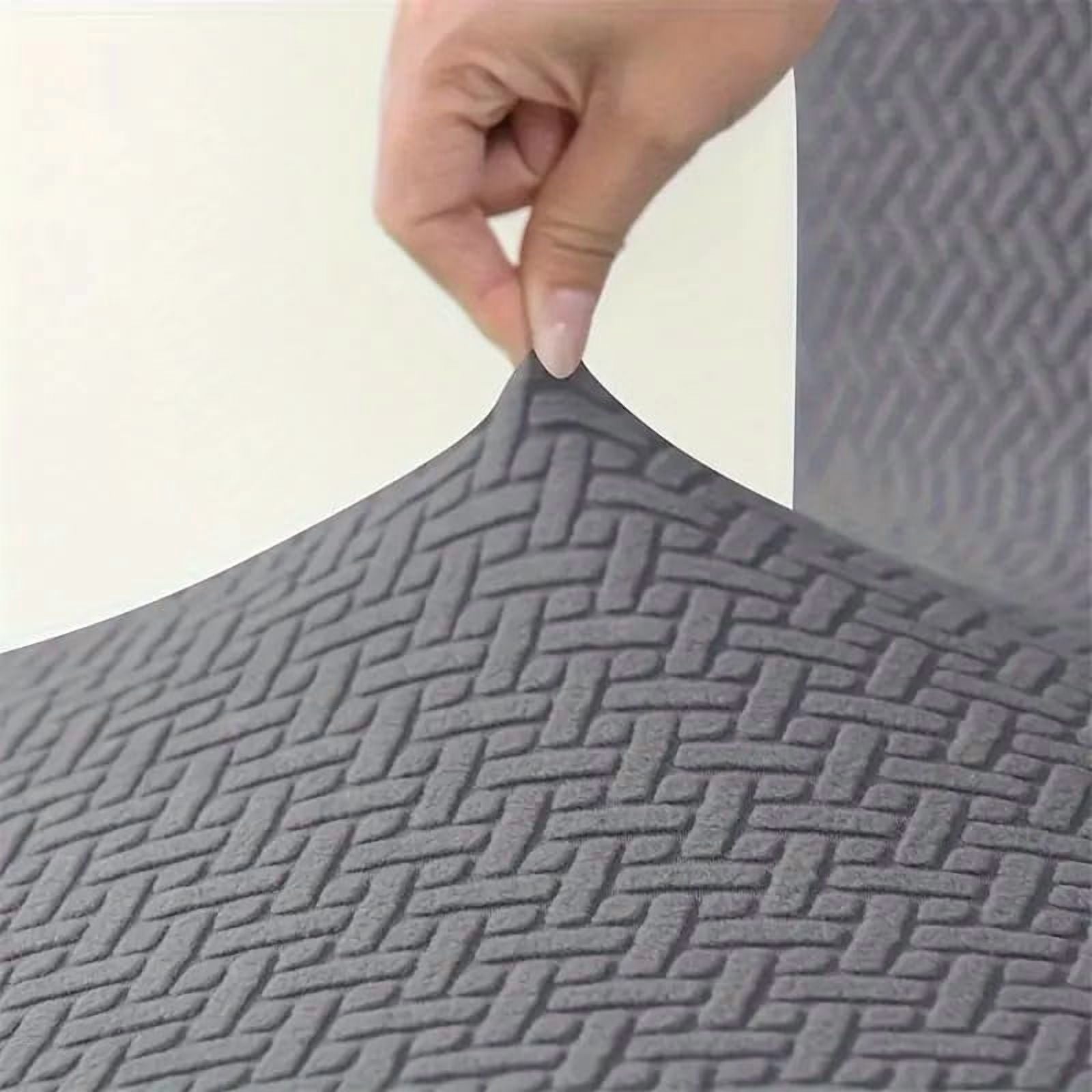 Square Saddle Bar Stool Covers Set of 2, Stretch Jacquard Washable Seat Slipcovers, Dark Gray