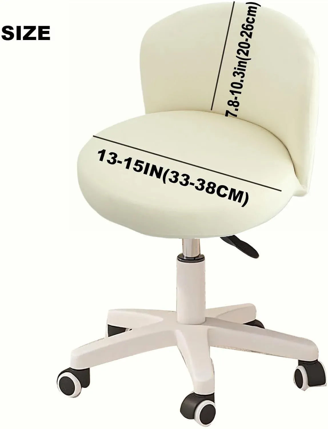 Round Back Chair Cover, Stretch Slipcover for Swivel Salon Vanity Stool, Red Christmas 13-15 In