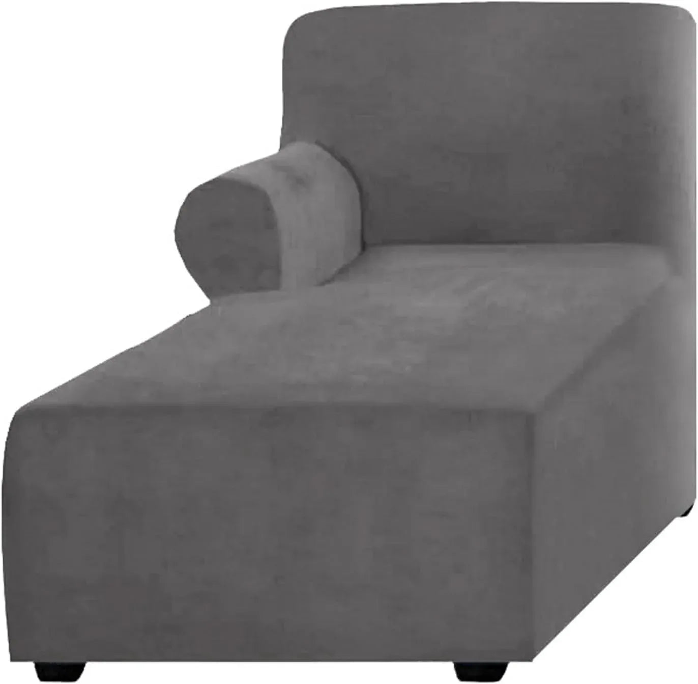 Velvet Chaise Lounge Slipcover, Stretch Anti Slip Sofa Protector for Living Room Pets, Left Grey