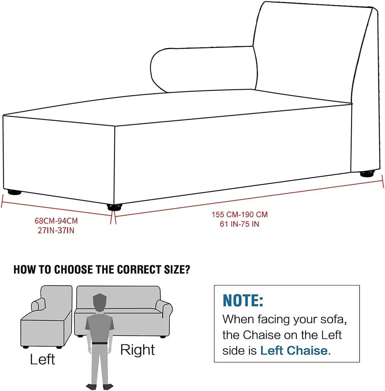 Velvet Chaise Lounge Slipcover, Stretch Anti Slip Sofa Protector for Living Room Pets, Left Grey