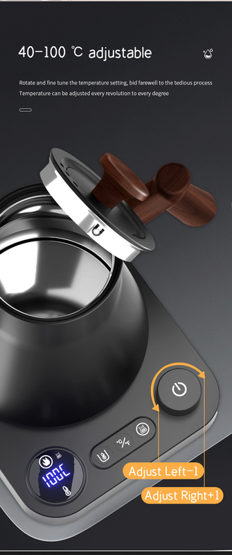 Gooseneck Electric Kettle - 0.9L - With Temperature Control - Stainless Steel 304 - Ultra-Silent - White