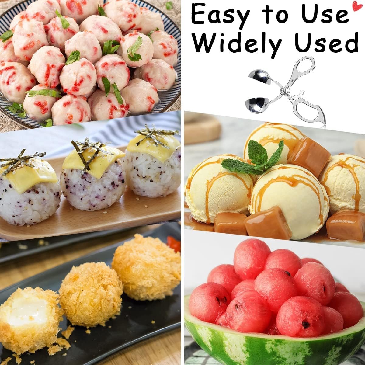 Meatball maker - Professional Meatball tongs - Portable Meatball maker - Multifunctional Meatball tongs - Meatball spoon - Meatball tongs - BBQ Tongs - Barbecue Tongs - for meatballs / Ice cream / rice balls - Stainless steel