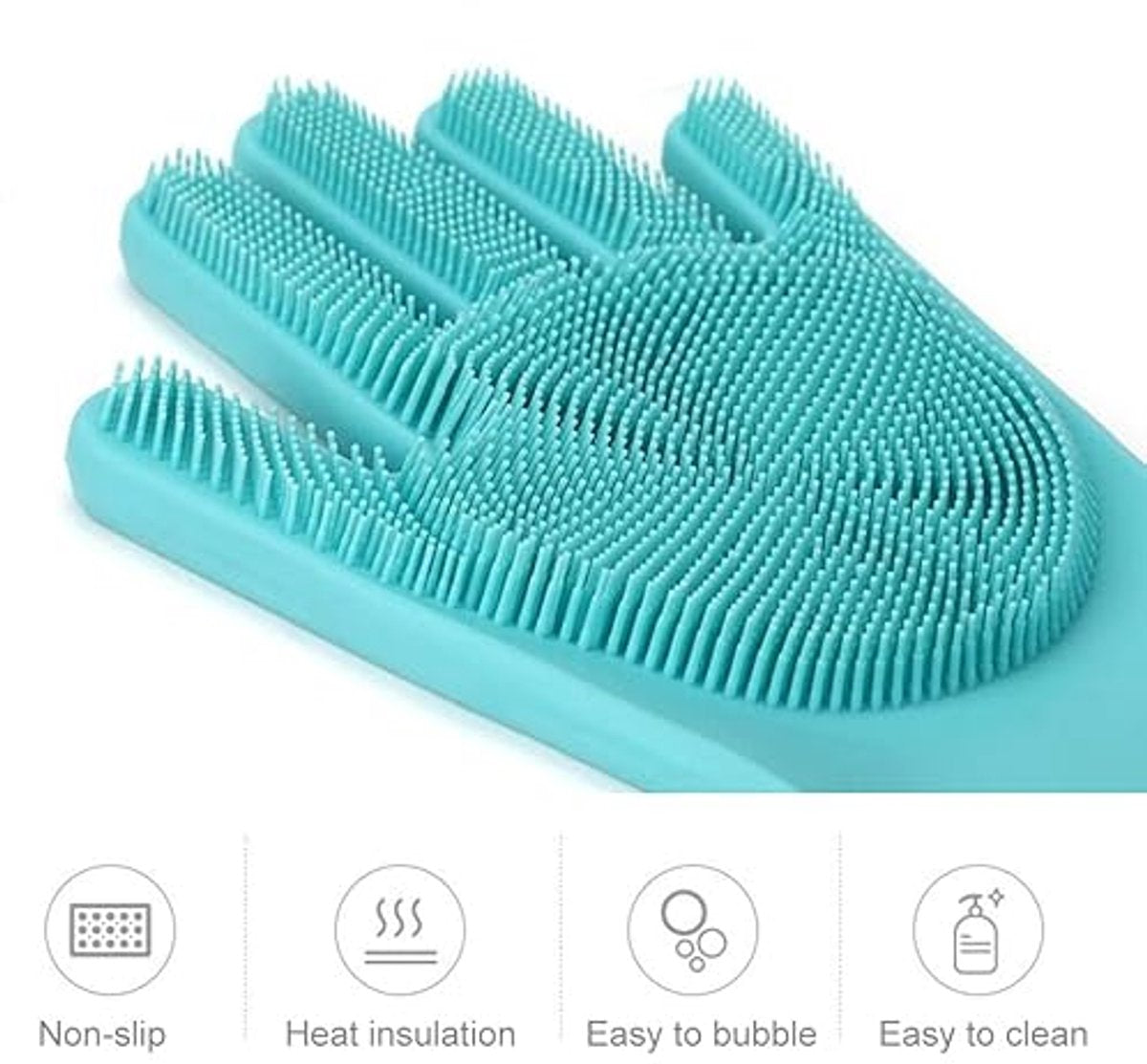 Dishwashing gloves with brush - Silicone dishwashing gloves - Silicone cleaning gloves - Magic dishwashing gloves - Reusable - Cleaning sponge gloves - Dishwashing gloves - for washing dishes - bathroom, kitchen and pet care
