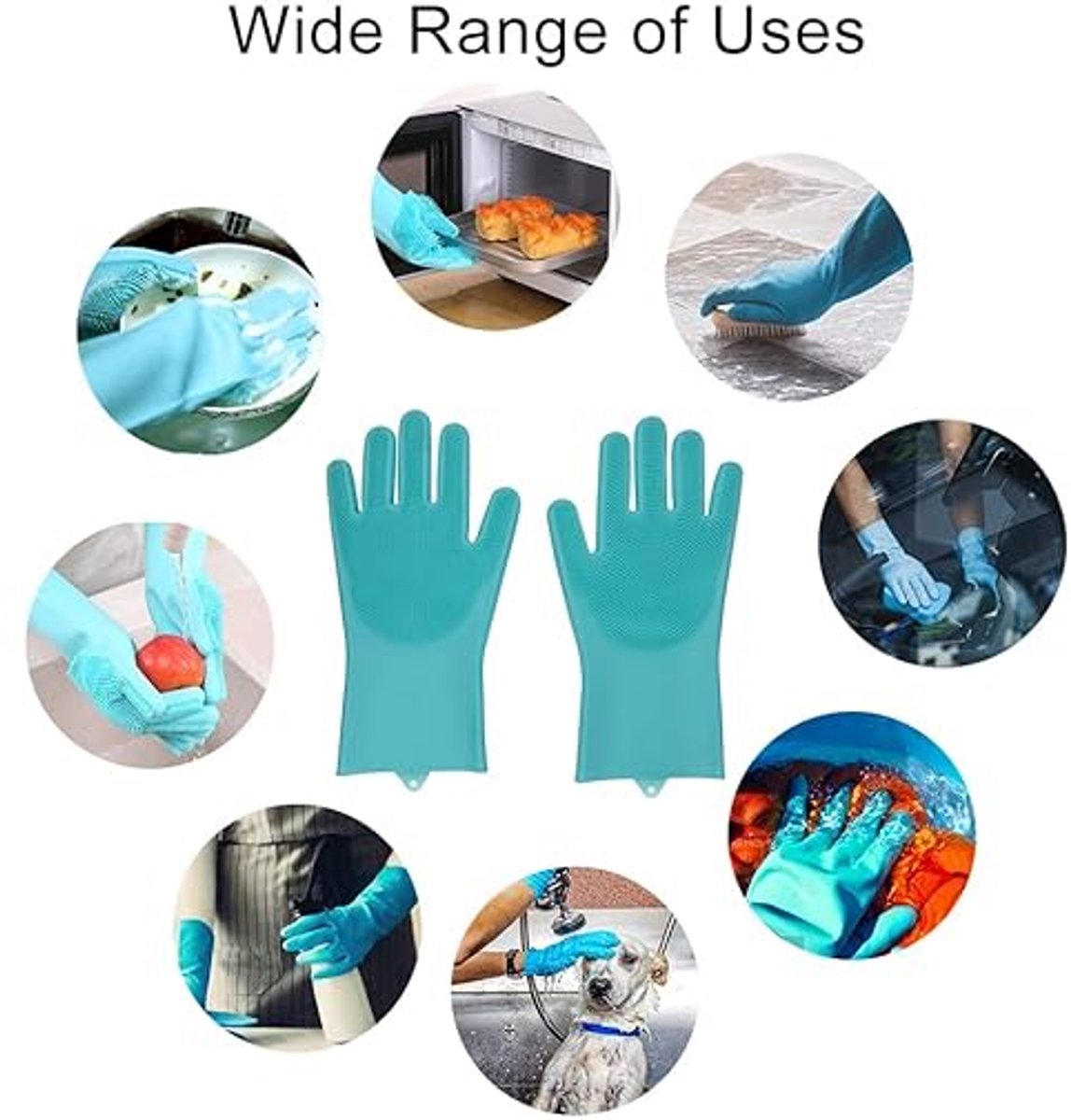 Dishwashing gloves with brush - Silicone dishwashing gloves - Silicone cleaning gloves - Magic dishwashing gloves - Reusable - Cleaning sponge gloves - Dishwashing gloves - for washing dishes - bathroom, kitchen and pet care