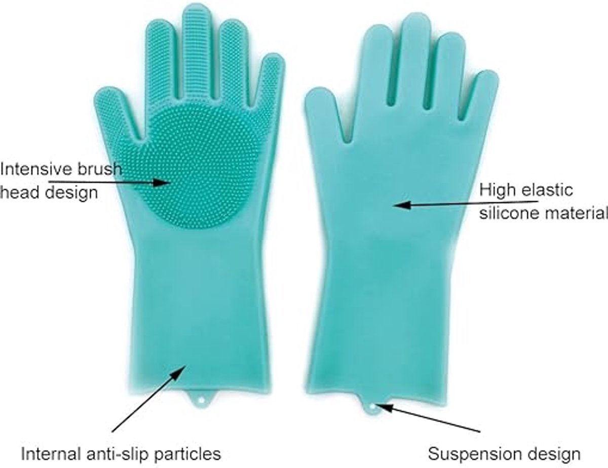 Dishwashing gloves with brush - Silicone dishwashing gloves - Silicone cleaning gloves - Magic dishwashing gloves - Reusable - Cleaning sponge gloves - Dishwashing gloves - for washing dishes - bathroom, kitchen and pet care