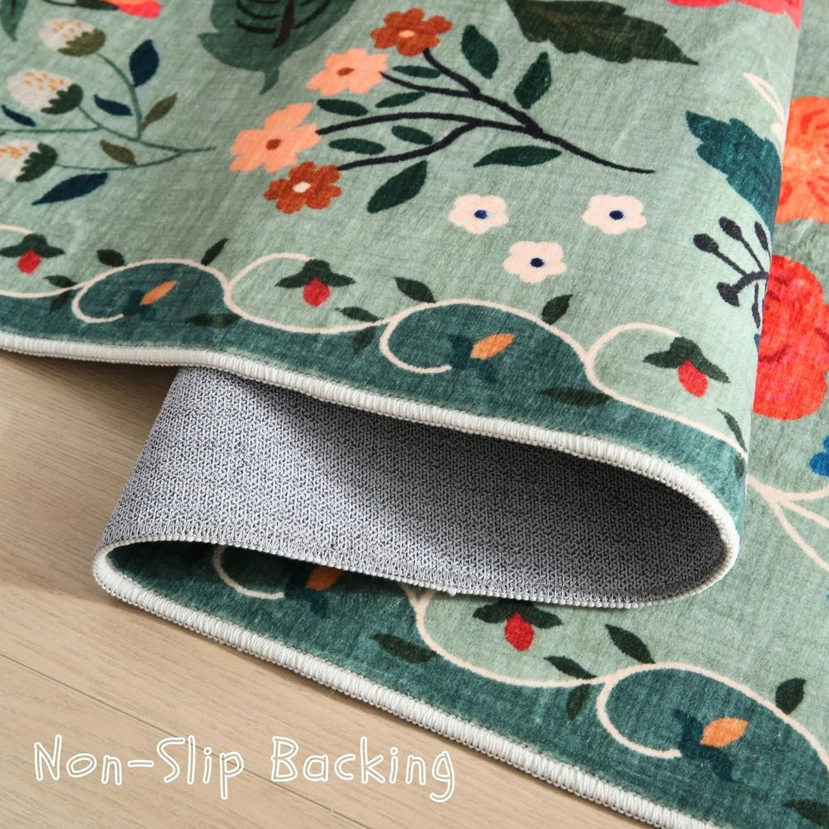 indoor doormat - Machine washable - vintage pattern - Boho style - Small rug - 40 x 60cm - Green