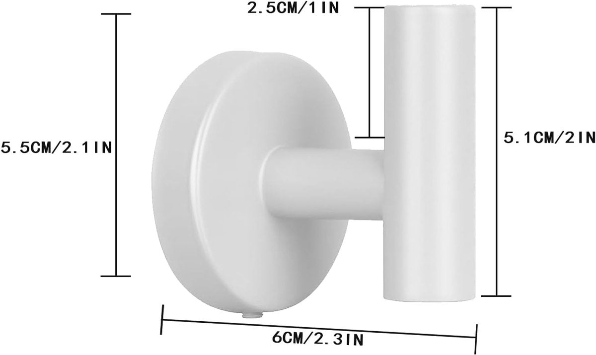 2 pieces - Towel hook - Hanging hooks - Hanging hooks - Bathroom towel hooks - Key hook - Clothes hook - Hat hook - Wall hooks - stainless steel hook - with screws - for bathroom, kitchen, garage, home, hotel, office - 5.5*6 cm - white