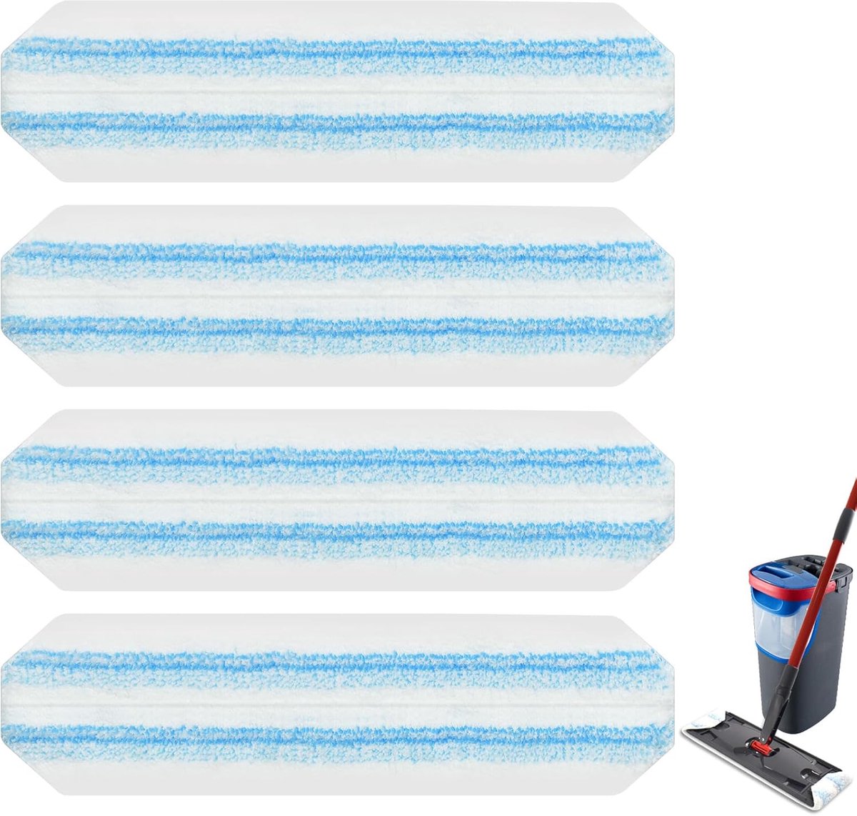 4 pack - Suitable for Vileda H2Pro Flatmop Replacement - Suitable for OCedar H2pro flatmop - For hard floors - mop head replacement - replacement microfiber mop heads - Machine washable - Reusable pad replacement - for deep cleaning
