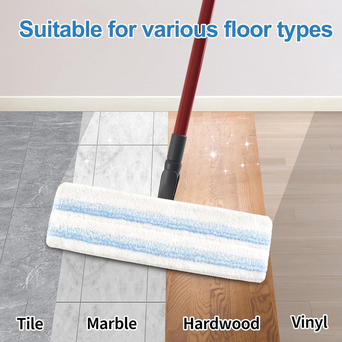 4 pack - Suitable for Vileda H2Pro Flatmop Replacement - Suitable for OCedar H2pro flatmop - For hard floors - mop head replacement - replacement microfiber mop heads - Machine washable - Reusable pad replacement - for deep cleaning