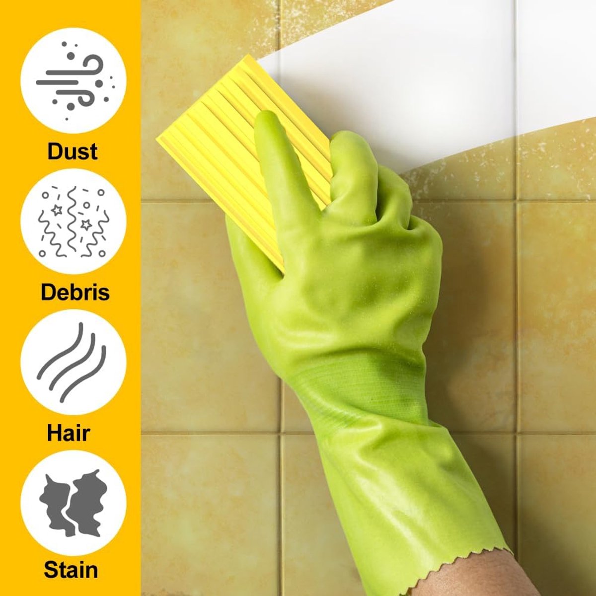 4 pieces - Cleaning sponge - Magic sponge - Duster sponge - Kitchen sponge - Cleaning brush - Cleaning tool - reusable - for cleaning curtains, glass, basements, mirrors and windows - grey, yellow