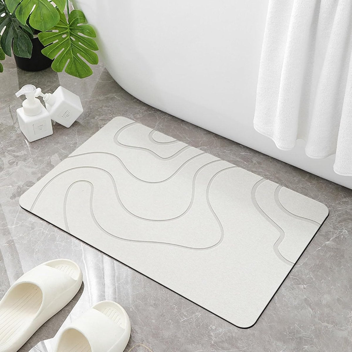 Absorbent Bath Mat - 40*60 cm - Diatomaceous Earth Bath Mat - Non-Slip Diatomite Mat - Non-Slip Shower Mat - Shower Mat - Bathroom Mat - Toilet Mat - non-slip bath mat - water-absorbent mat - entrance doormat - quick-drying bath mat - light grey