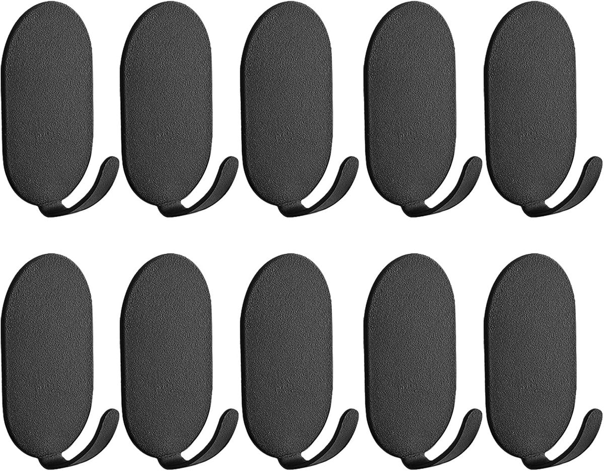 10 Pieces Self-Adhesive Hooks - Towel Hooks - Clothes Hook - Small Carbon Steel Wall Hooks - Towel Hooks - Wall Hooks - Traceless - Strong Adhesive - Towel Rack - Multifunctional Hook - For Various Wall Surfaces - Black