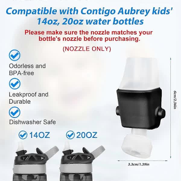 3 Pcs Replacement Nozzles Compatible with Contigo, BPA-Free Lid Parts with Wrench
