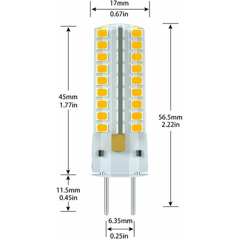 G6.35 LED Bulb 12V 7W 50W Equivalent Warm White 3000K 360 Degree Beam Angle for Cabinet Lighting Non Dimmable 2 Pack