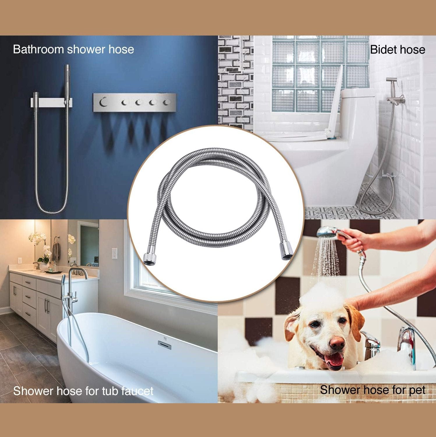 3m Stainless Steel Shower Hose Silver