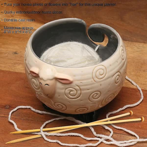 Ceramic Yarn Bowl for Knitting Holds Yarn Ball 15cm x 11cm