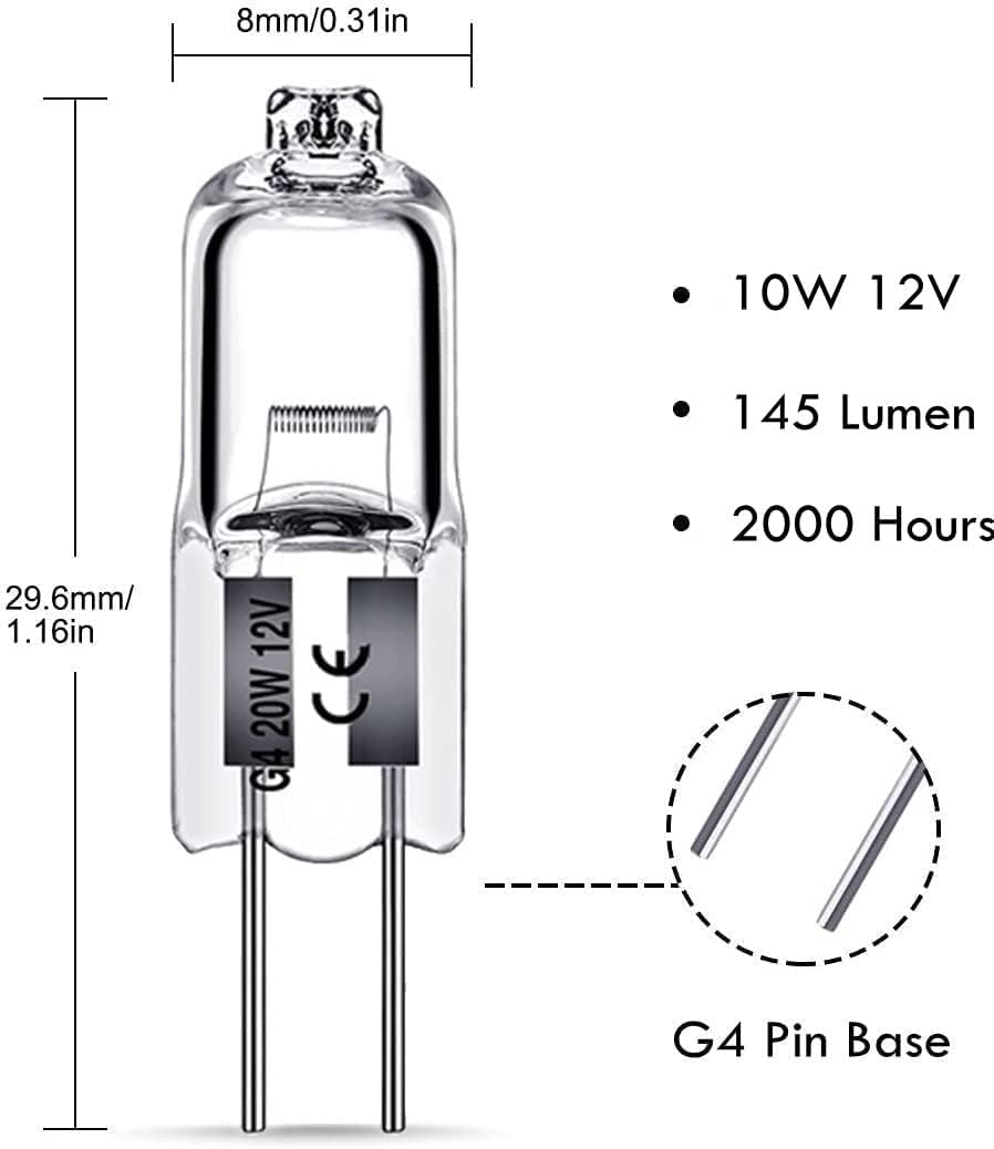 G4 halogen lamps 10W 12V - Warm white - 10-pack 10pcs 10pcs 10W