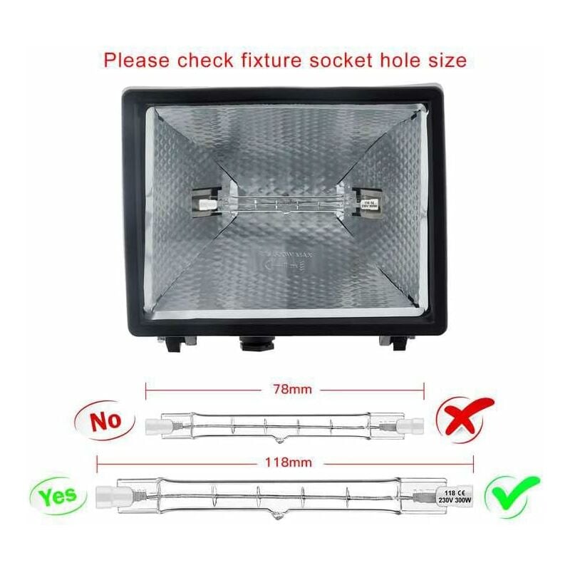 R7S Halogen Bulb 5 Pack 118mm 200W 230V Dimmable for Construction Floodlights Landscape and Living Room Lighting