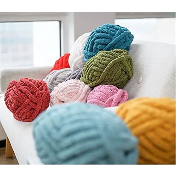 Large Jumbo Super Soft Chunky Knitted Chenille Yarn for Hand Crocheting Blankets - Olive Green