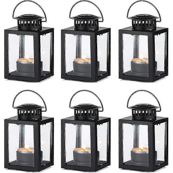 Black Lantern Set 6 Pack LED Candle Decorative Indoor Outdoor Hanging Decor