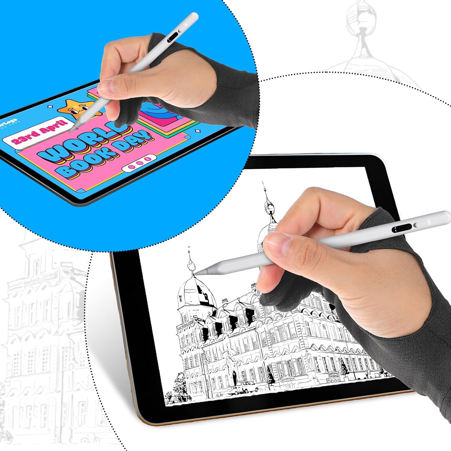 Artist Drawing Glove Digital Art Glove for Sketching Drawing Gloves for Tablet Paper Coloring Stylus Pen