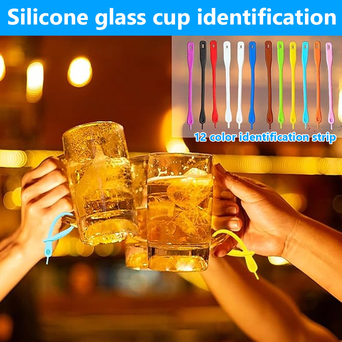 Glass Markers 60 pcs Silicone Reusable Compatible with Wine Glasses