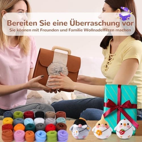 Felting Needles Kit in 24 Colors with Wool, Tools, Mat \u0026 Storage Bag for DIY Craft Projects.