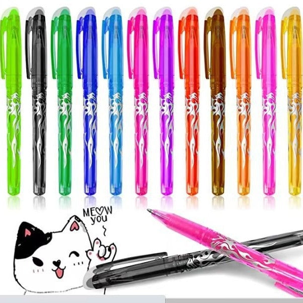 Erasable Ink Pens, Erasable Gel Ink Pens - 12-pack Multicolor multicolor