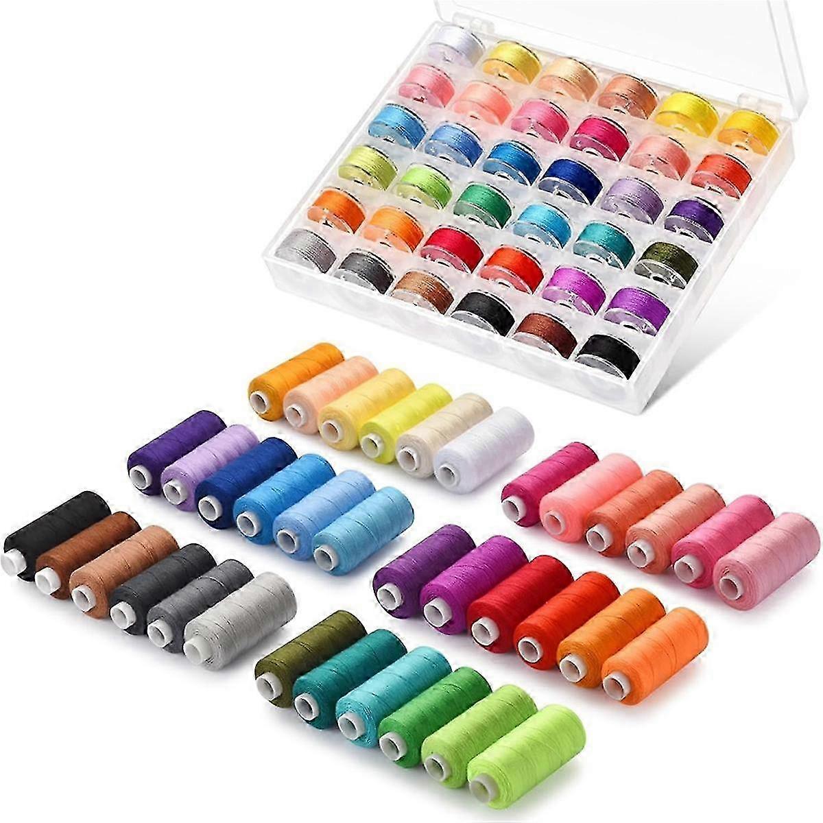 Pre-Wound Sewing Machine Thread Set 72 pcs 36 Colors with Oral-B Compatible 365 Meters Per Spool