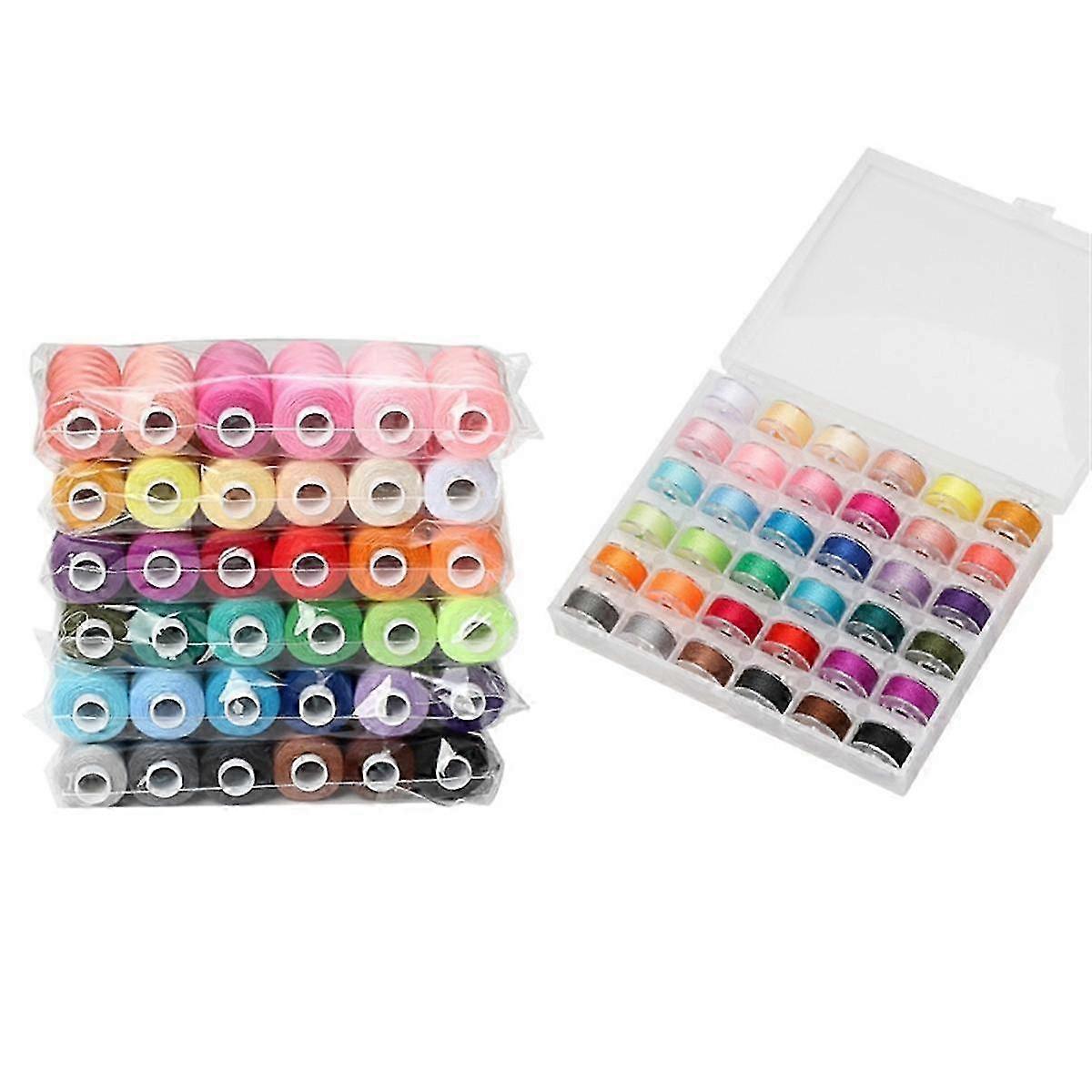 Pre-Wound Sewing Machine Thread Set 72 pcs 36 Colors with Oral-B Compatible 365 Meters Per Spool