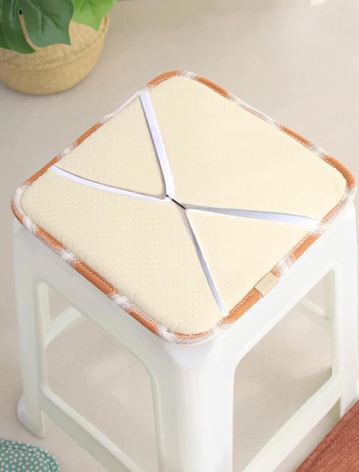 Square Bar Stool Seat Cushion with Ties 12 x 12 Inch Breathable Stool Cushion Cover Barstool Cushion Seat Pad Set of 2 (12x12 inch, White)
