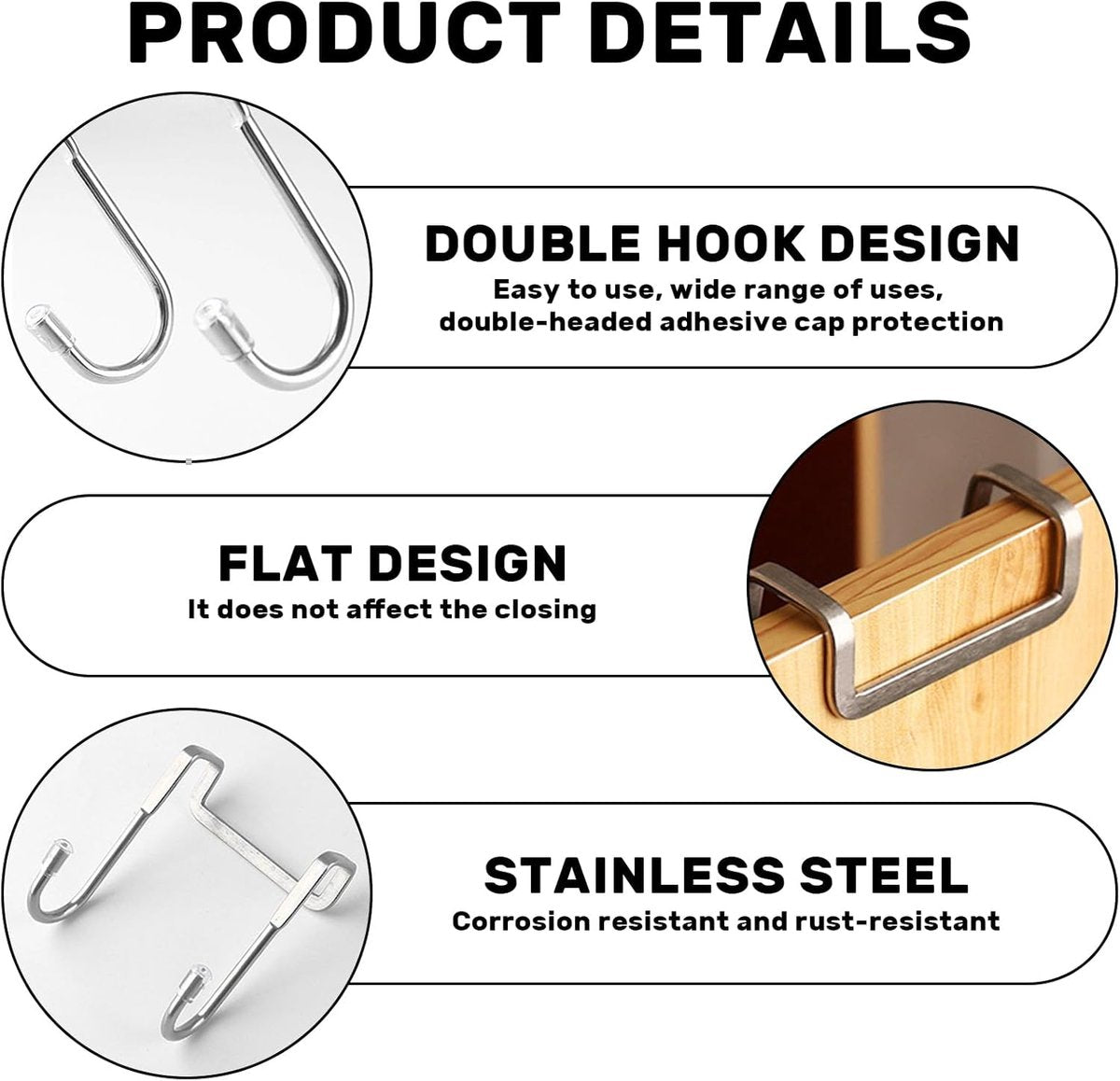 3-pack - Stainless steel - S-hooks - Clothes hangers with double hooks - Suitable for kitchens, bathrooms, dormitories - For hanging coats, towels and clothes (silver)