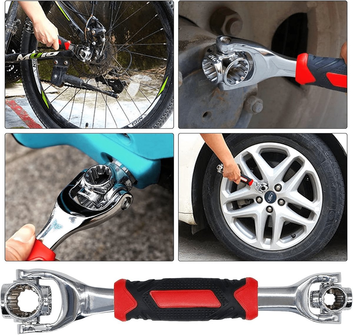 52-in-1 Socket Wrench - Adjustable Wrench - Universal Stainless Steel Wrench - Multifunctional Wrench - With 360 Degree Rotating Head - Suitable for Home, Bicycle and Car Repairs